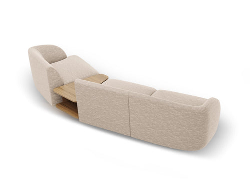 Micadoni - Rechte modulaire bank "Miley" 3 zitplaatsen, chenille, beige - 126x303x70cm