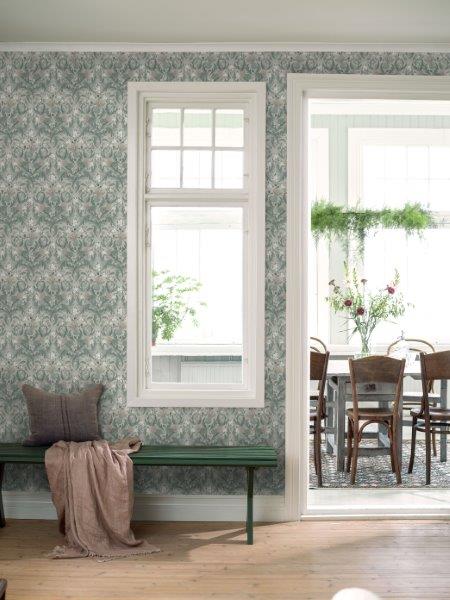 Borastapeter behang vintage bloemen in art nouveau stijl vergrijsd groen - 53 cm x 10.05 m - 660408