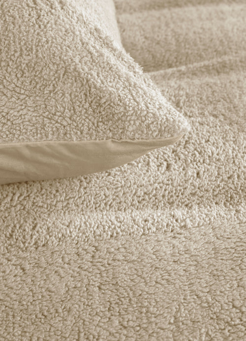 Ambiante Plush Teddy dekbedovertrek - Eenpersoons - 140x200/220 - Zand