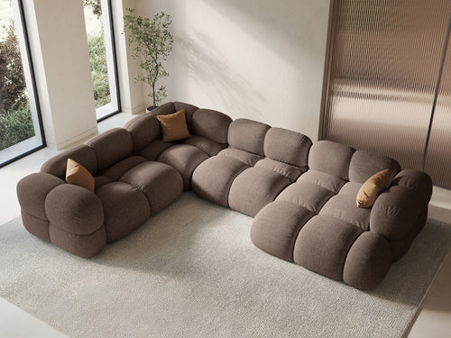 Cosmopolitan Design Panoramische hoekbank links Loretto 5-zits, structurele stof cappuccino - 250x345x68cm