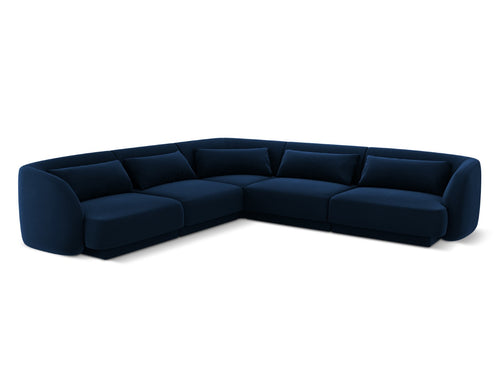 Cosmopolitan Design Symmetrische hoekbank Tulum 5-zits, flueel, koningsblauw - 255x255x70cm