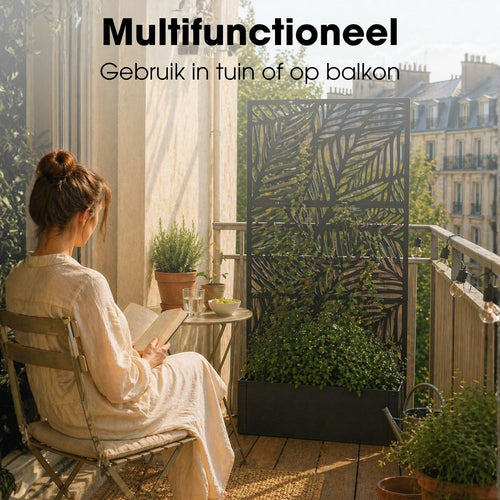 Mica Decorations Sapri Plantensteun - Plantenbak met Klimrek voor bij Klimopplanten - Plantenstandaard Vrijstaand of tegen Muur - 92 x 33 x 174 cm -