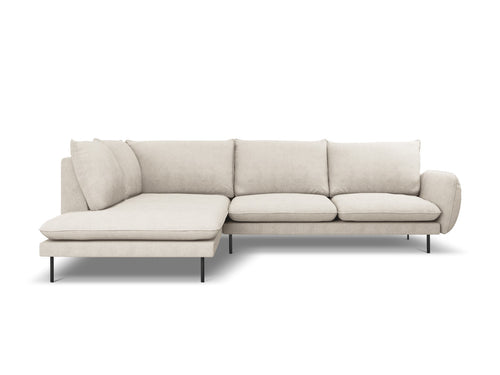 Cosmopolitan Design linker hoekbank Vienna 6-zits, structurele stof, lichtbeige - 185x275x95cm