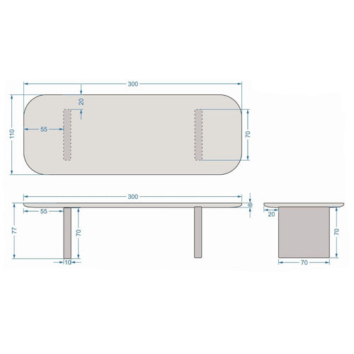 Giga Meubel Eettafel Maya - Deens Ovaal - Beige Betonlook - 300x100x75cm - vtwonen shop