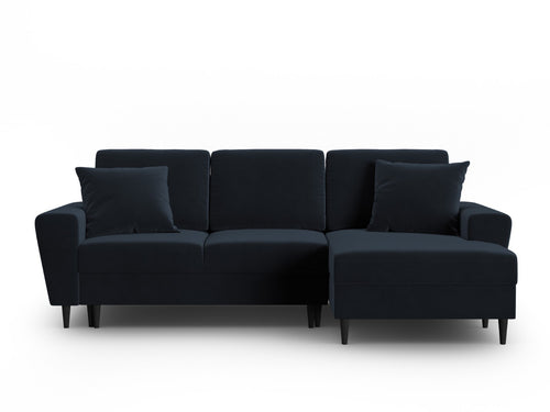 Cosmopolitan Design Converteerbare hoekbank rechts met opbergdoos Kyoto 4-zits, flueel donkerblauw - 145x241x88cm