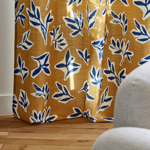 Madura Gordijn Mathyas oker en blauw 145x270 cm