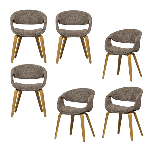 WOOOD eetkamerstoelen Yossi Houten Naturel Poot - Bruin - Set van 6