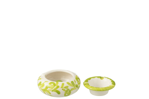 J-Line asbak Granada - keramiek - wit/groen - small