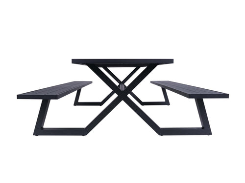 MaximaVida luxe aluminium picknicktafel Dex 200 cm zwart met exclusieve omlijsting - vtwonen shop