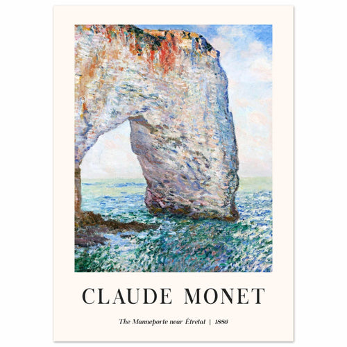Artfulprints Poster Claude Monet - The Manneport near Étretat   - 50x70 cm - Lichtblauw