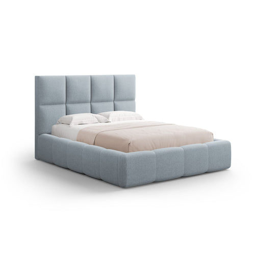 Cosmopolitan Design - Opbergbed met hoofdeinde Livigno 200x160cm structurele stof lichtblauw - 230x185x125cm