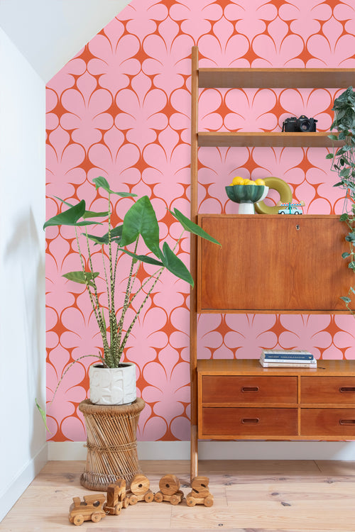 ESTAhome behang retro ornamenten roze en rood - 50 x 900 cm - 131564 - vtwonen shop