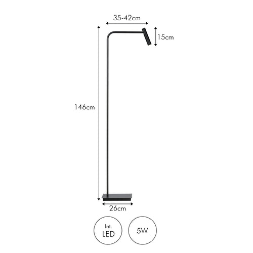 Atmooz vloerlamp Pomery - zwart - 50 x 15 x H 146 cm - geïntegreerde led