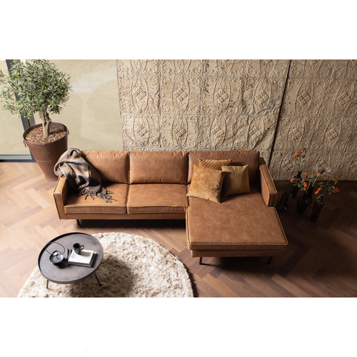 BePureHome chaise longue rechts Rodeo - Leer - Cognac - 85x300x86 - vtwonen shop