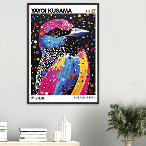 Artfulprints Poster met Lijst Yayoi Kusama - Kusama's bird   - 50x70 cm - Meerkleurig