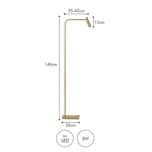 Atmooz vloerlamp Pomery - antiek messing - 50 x 3,5 x H 146 cm - geïntegreerde led