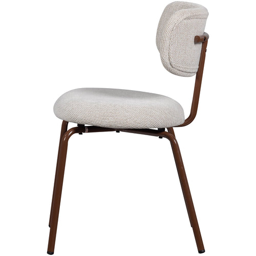 WOOOD eetkamerstoelen Travis - Polyester - Off White - Set van 6