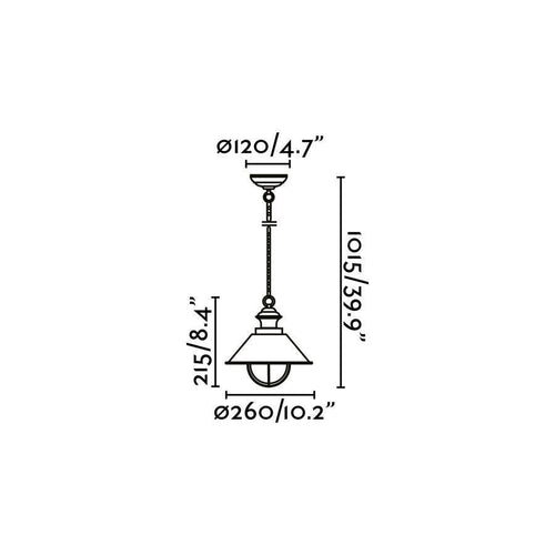 Faro Ntica-P - 1 Light Small Outdoor Plafond Hanglamp Wit, Koper, E27