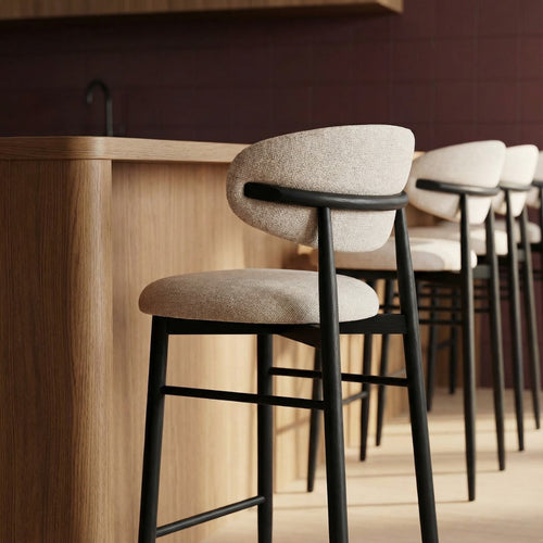 Giga Meubel Barstoel Alexia - Beige/Zwart - Zithoogte 65cm - Set van 2 - vtwonen shop