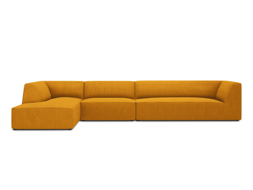 Micadoni linker hoekbank Ruby 5-zits, ribfluwelen, geel - 180x366x69cm