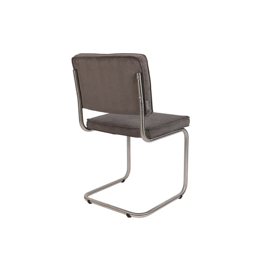 Zuiver Ridge Rib Brushed Eetkamerstoelen Grijs - Set van 2 - vtwonen shop