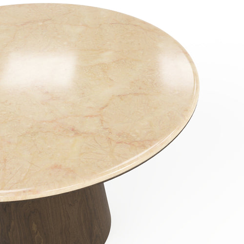 Premium Interiors - Eettafel VERO - multiplex en marmer beige marmer en donker notenhout 120cm