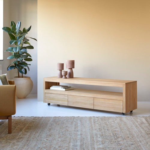 Tikamoon Tv-meubel van massief teakhout 180 cm - Naturel - vtwonen shop