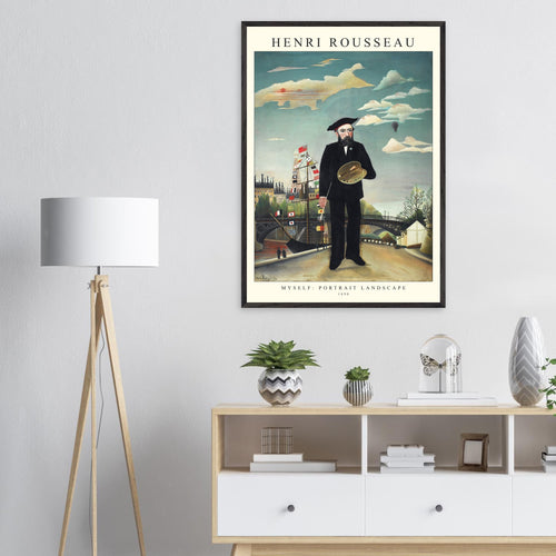 Artfulprints Poster met Lijst Henri Rousseau - Portrait landscape   - 30x40 cm - Blauw