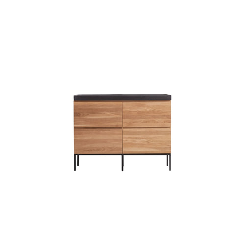 Tikamoon Badkamermeubel van massief eiken en lavasteen 120 cm - Zwart - vtwonen shop