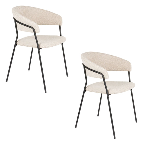 Housecraft Living Zeri Eetkamerstoelen Armleuning Off-white/ Zwart - Set van 2