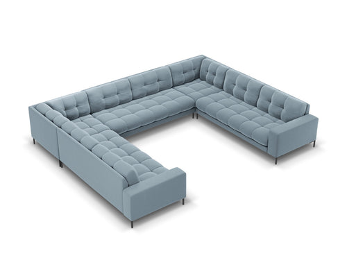 Cosmopolitan Design Panoramische bank Bali 9-zits, flueel, lichtblauw - 256x327x75cm