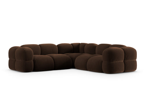 Cosmopolitan Design Hoekbank Loretto 4-zits, flueel chocolade - 250x250x68cm