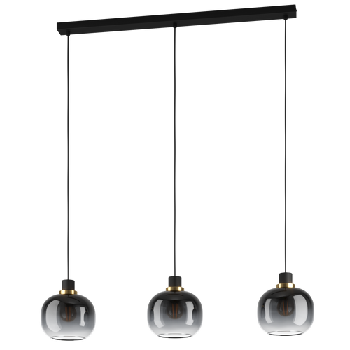 EGLO hanglamp Oilella - e27 - 95 cm - smoke glas - zwart - vtwonen shop