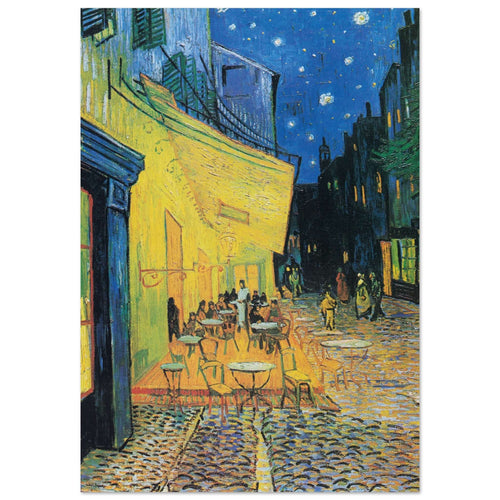 Artfulprints Poster met Lijst Vincent van Gogh - Caféterras bij nacht   - 70x100 cm - Meerkleurig