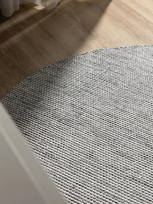 benuta katoenen vloerkleed Ron - beige/zwart - ø 120 cm