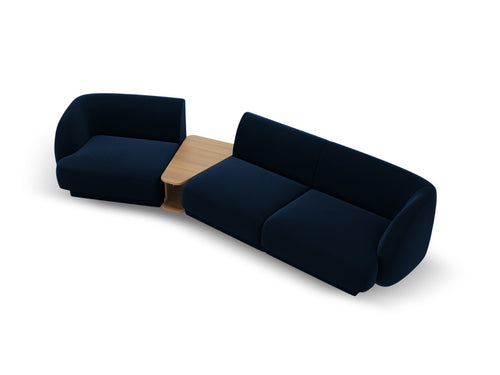 Micadoni linker modulaire bank Miley 3-zits, flueel, koningsblauw - 126x303x70cm