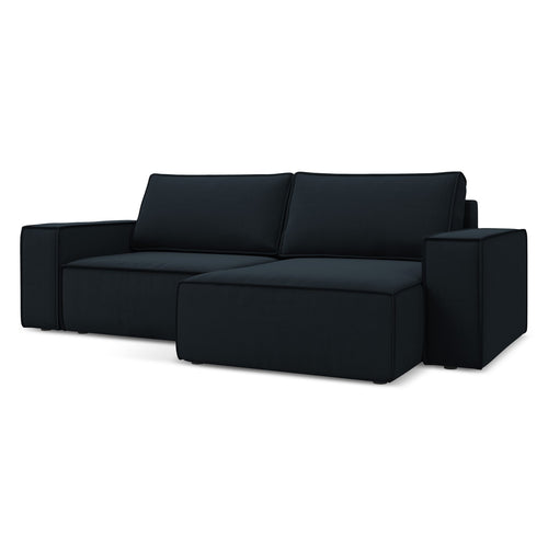 LaMiaSofa hoekbank rechts Livorno - velours - koningsblauw - 257x148x82