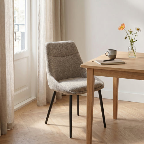 DÉJA Living Eetkamerstoel Malou - Taupe/Zwart - Set van 2