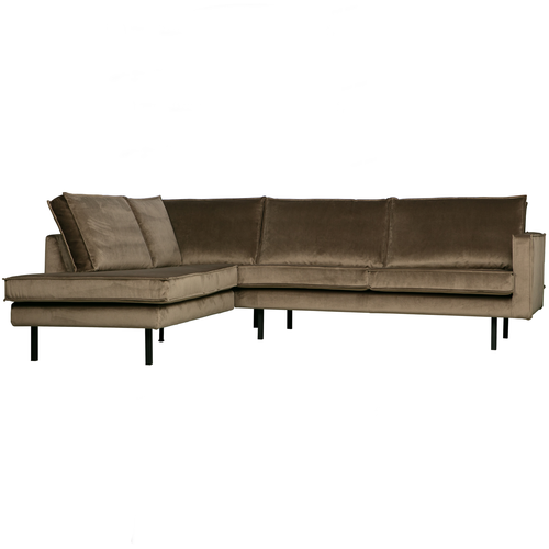 BePureHome hoekbank links Rodeo - Velvet - Taupe - 85x266x213 - vtwonen shop