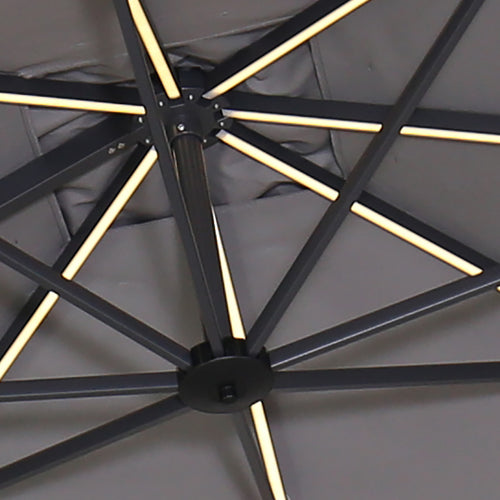Garden Impressions Hawaii Lumen LED parasol - 300x300 cm - licht grijs