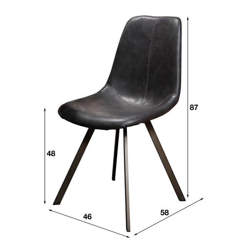 Giga Meubel Eetkamerstoel Zig-Zag - Zwart Kunstleer - Set van 4