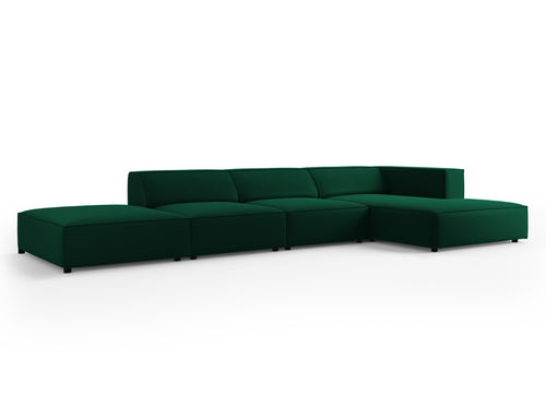 Cosmopolitan Design rechter hoekbank Arendal 5-zits, flueel, flessengroen - 166x341x70cm