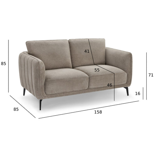 Furnhouse 2-zitsbank Selena - Taupe - Stof - 85x158x85
