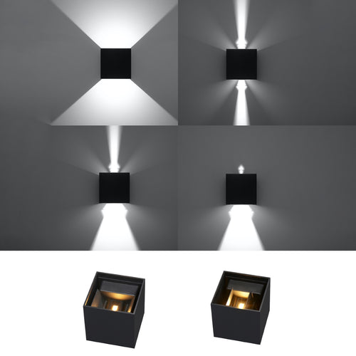 Sollux Lighting Wandlamp LUCA zwart LED IP54 - 10x10x10cm