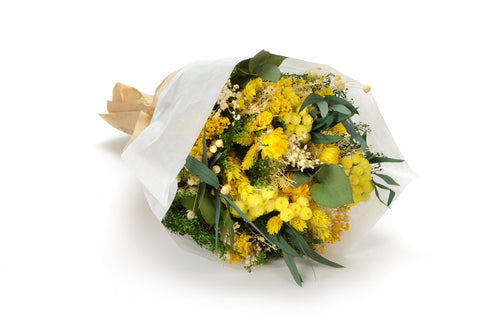 Boeket droogbloemen Fantasy Giallo | Lengte ± 35 centimeter | Met gele en groene droogbloemen - vtwonen shop