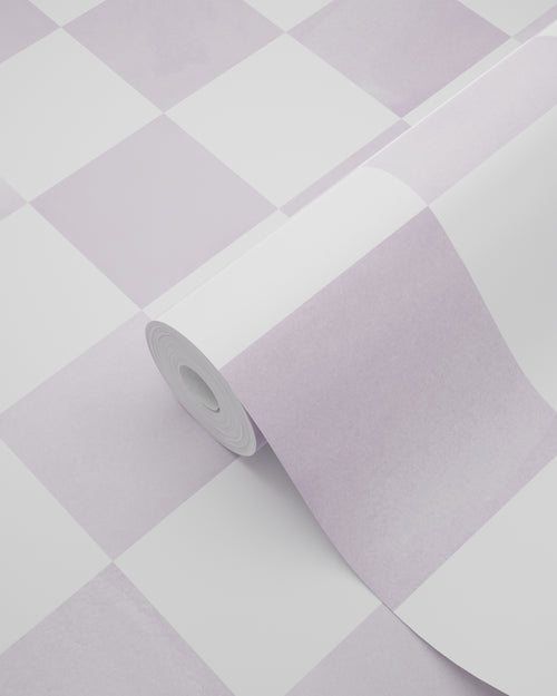 ESTAhome behang geblokt motief lila paars en wit - 53 cm x 10.05 m - 131287 - vtwonen shop