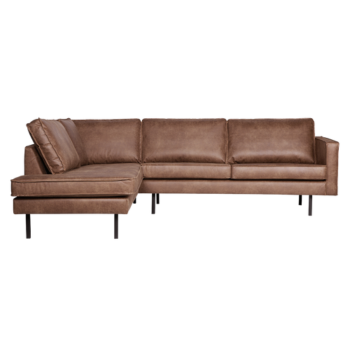 WOOOD hoekbank links Rodeo - Recycle Leer - Cognac - 85x266x86