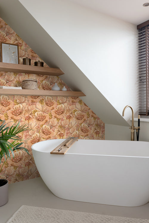 ESTAhome behang bloemmotief lichtbruin, beige en geel - 50 x 900 cm - 131292 - vtwonen shop