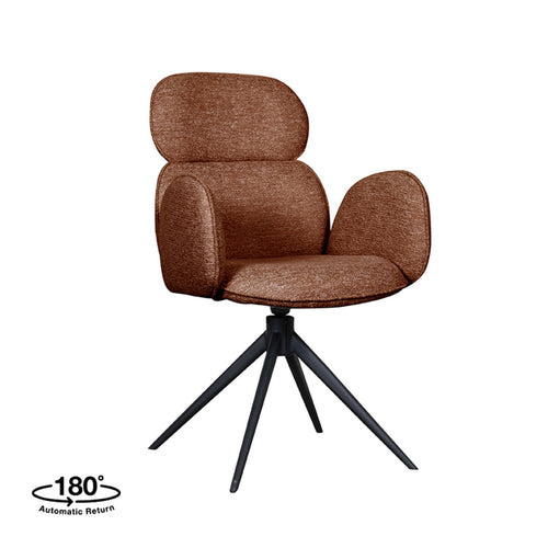 LABEL51 Eetkamerstoel Vidar - Oranje Bouclé - Draaibaar - Set van 2 - vtwonen shop