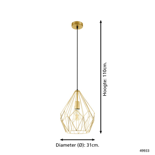 EGLO hanglamp Carlton - e27 - ø 31 cm - goud - vtwonen shop